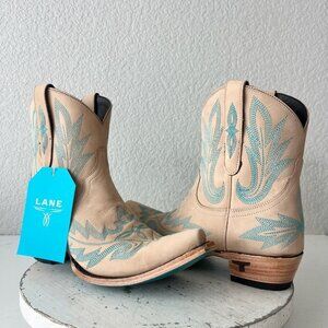 Lane LEXINGTON Womens Cowboy Bootie 8.5 Sand and Stream Western Cowgirl Boots